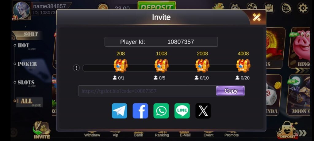 invite bonus at TGSlot